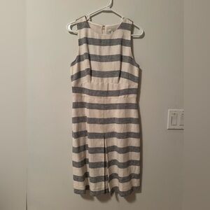 J. Crew Navy and Cream Striped Midi Dress